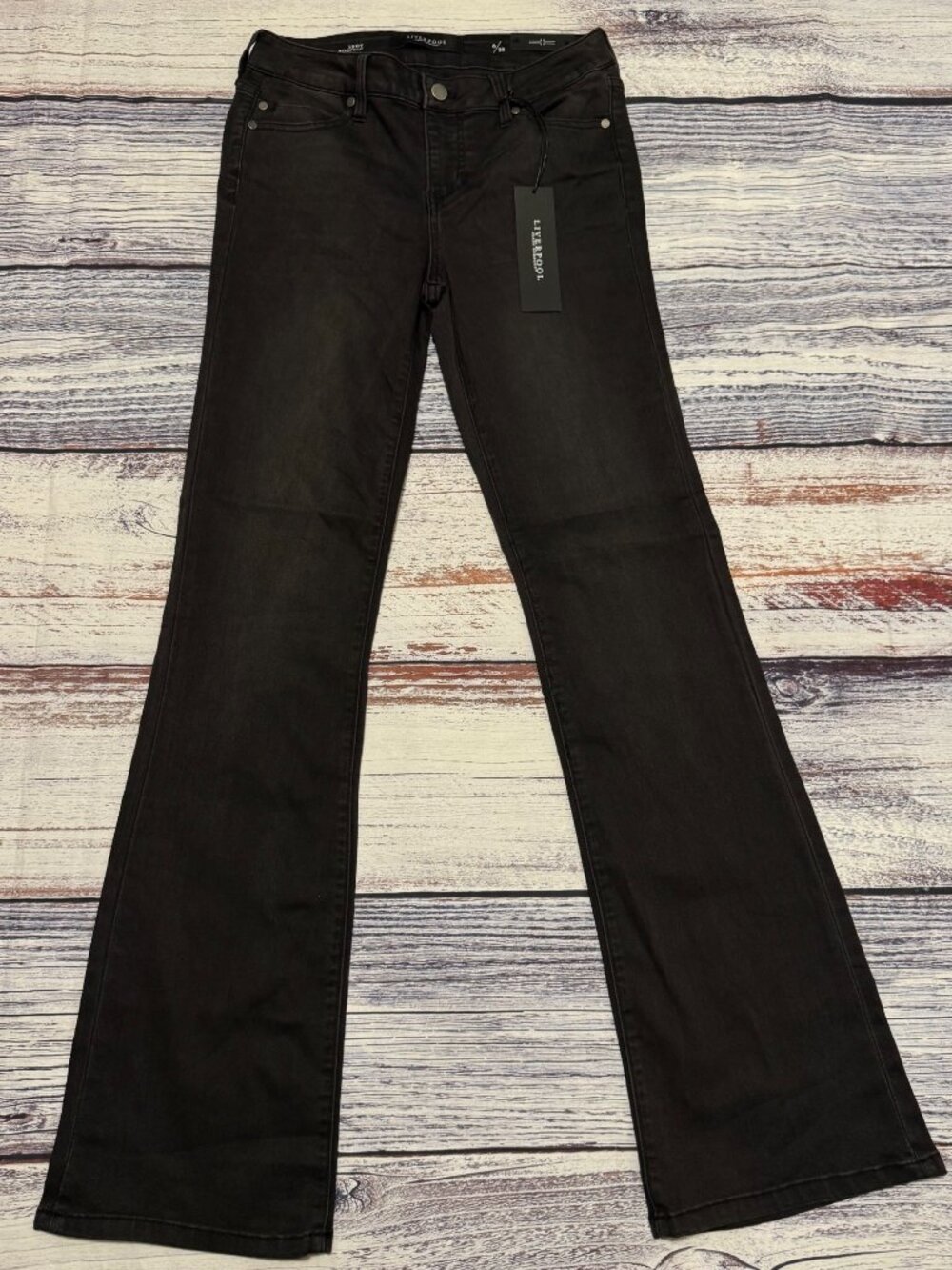 Liverpool Lucy Bootcut Jeans Womens 6/28 Black Denim Stretch NWT Western Boho